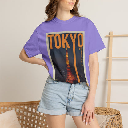 Tokyo Nightscape Graphic T-Shirt — Vintage Japan Tower Travel Poster Tee