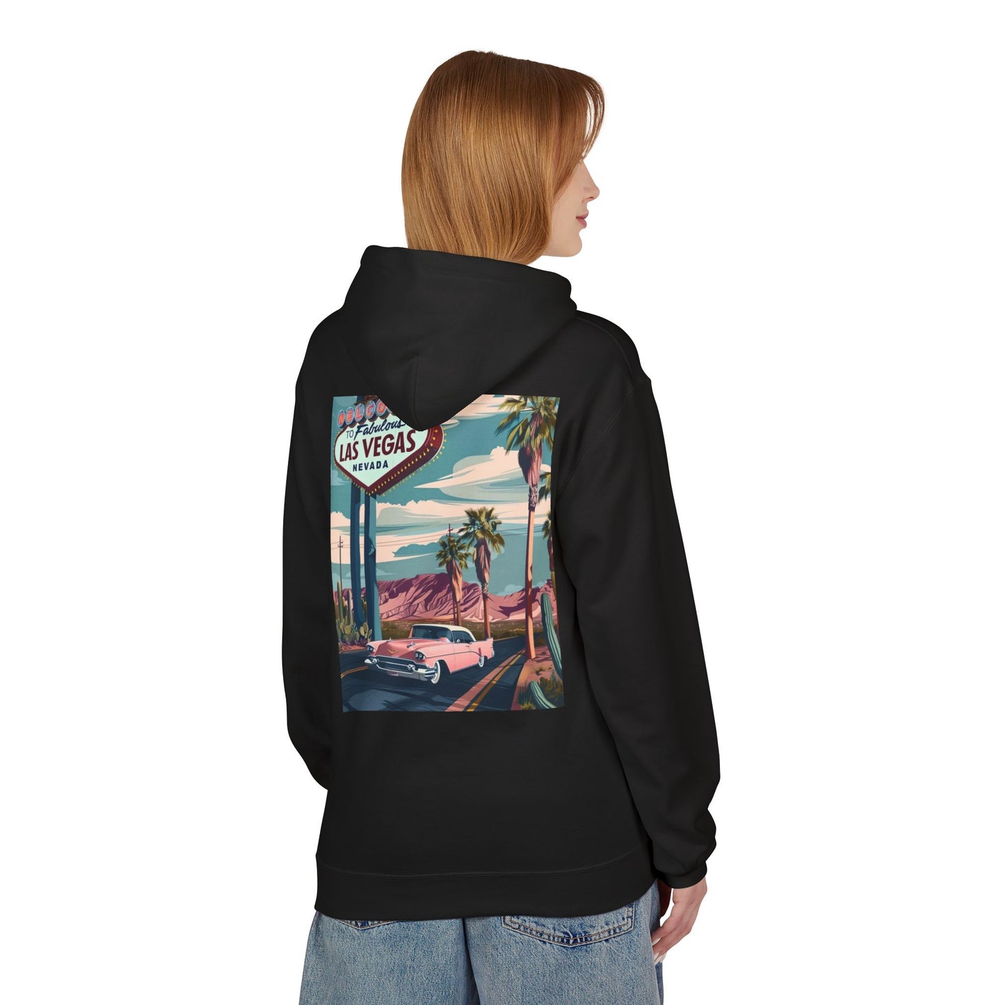 Retro Las Vegas Fleece Hoodie - Unisex Midweight Sweatshirt