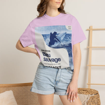 Bleu Sauvage Surf Poster T-Shirt — Vintage French Surfing Graphic Tee
