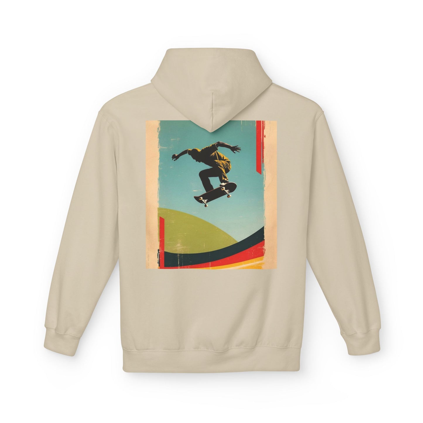 Retro Skateboarder Fleece Hoodie - Unisex Softstyle Pullover