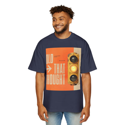 Oversized Tee — Retro Traffic Light 'Hold That Thought' Graphic