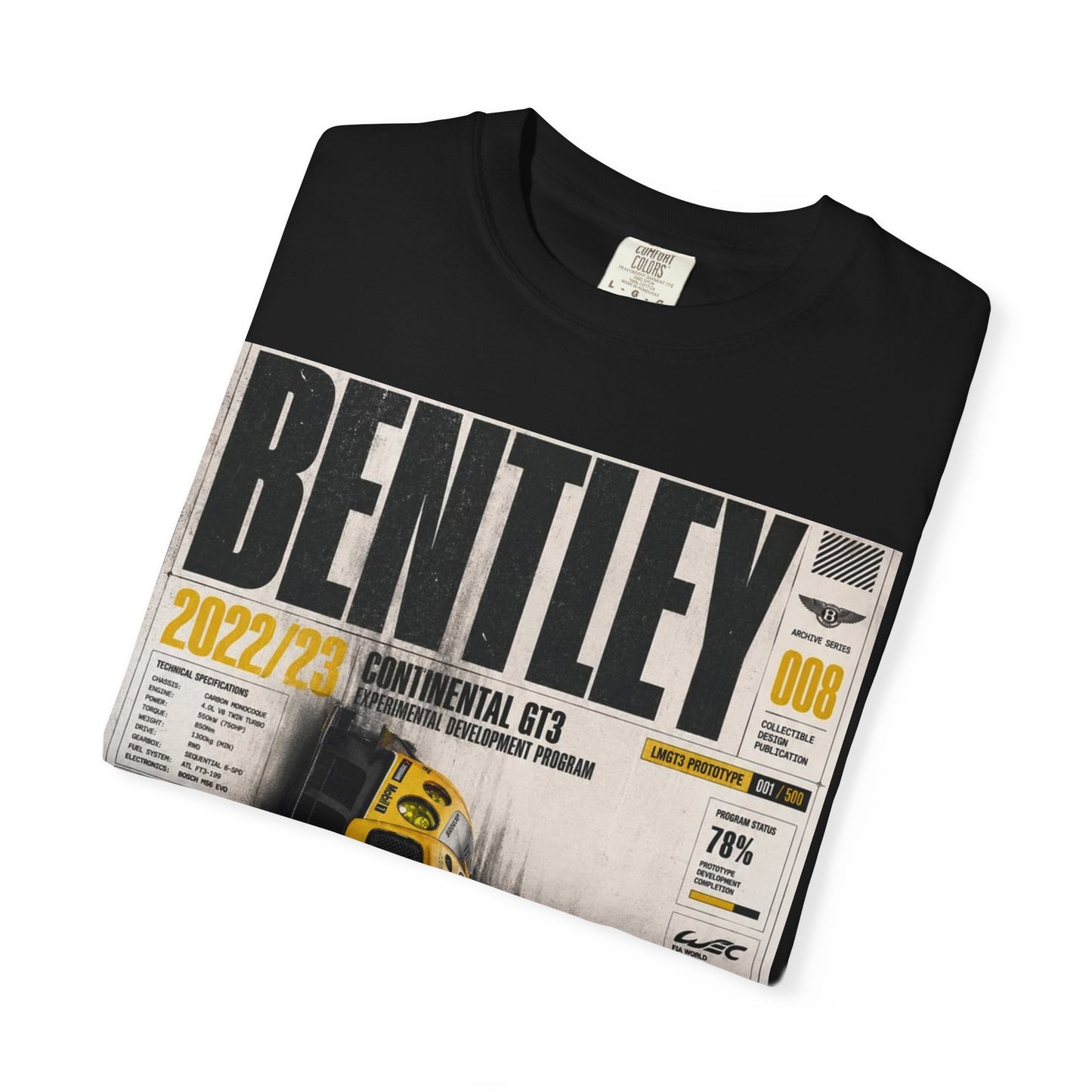 Bentley Magazine Cover T-Shirt – Yellow Sports Car Graphic Tee