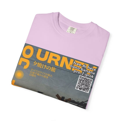 Sunset Train Graphic T-Shirt — Japanese Retro Transit Poster Tee