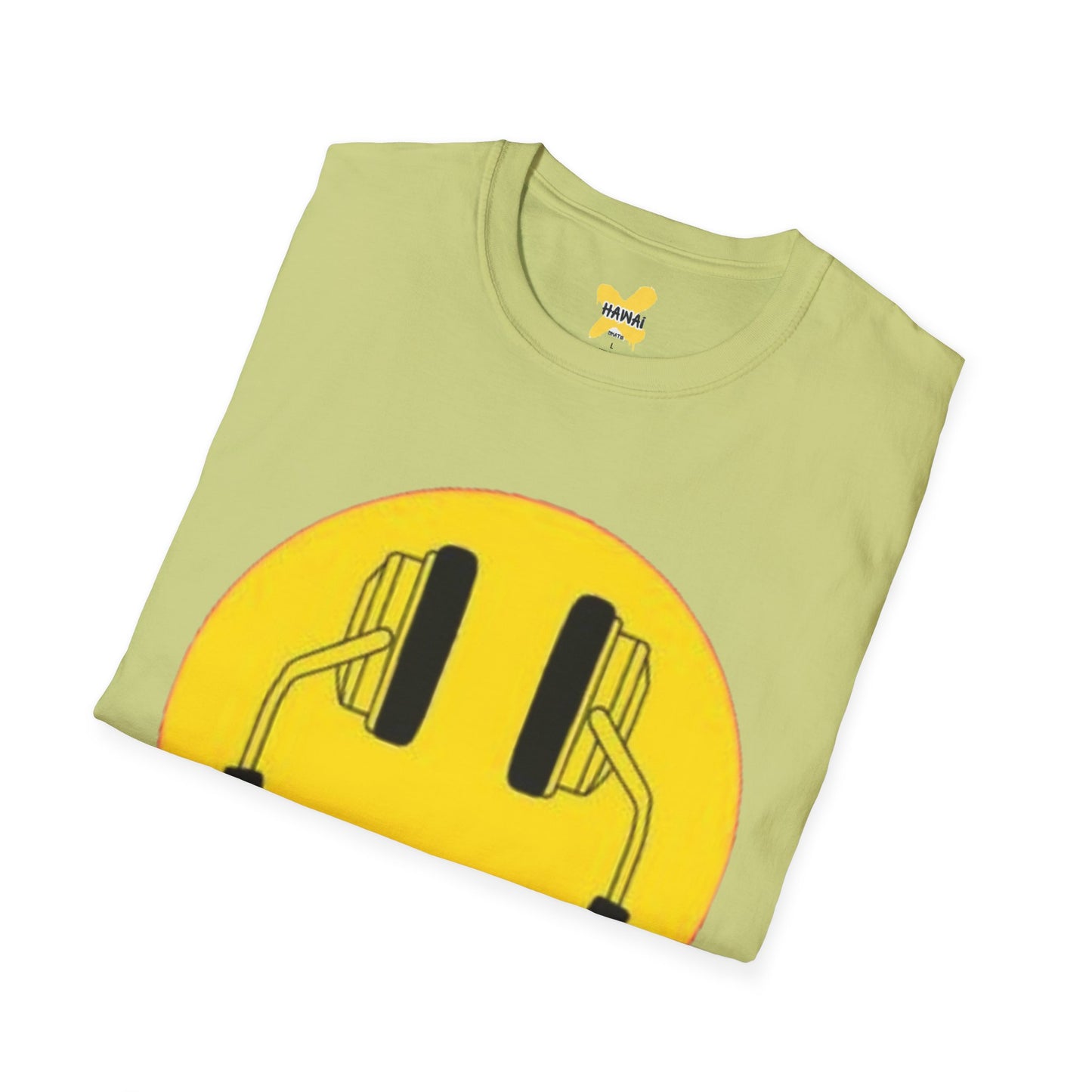 Happy Vibes Unisex Softstyle T-Shirt - Smiley Face with Headphones