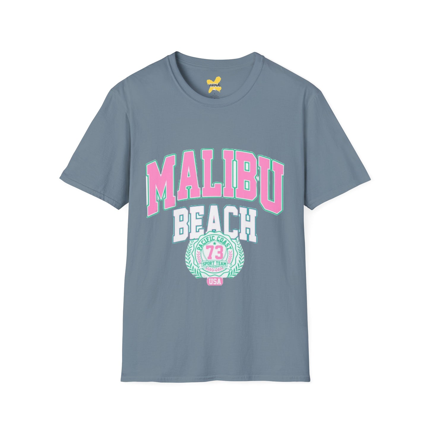 Malibu Beach Graphic T-Shirt - Unisex Softstyle Tee for Summer Vibes