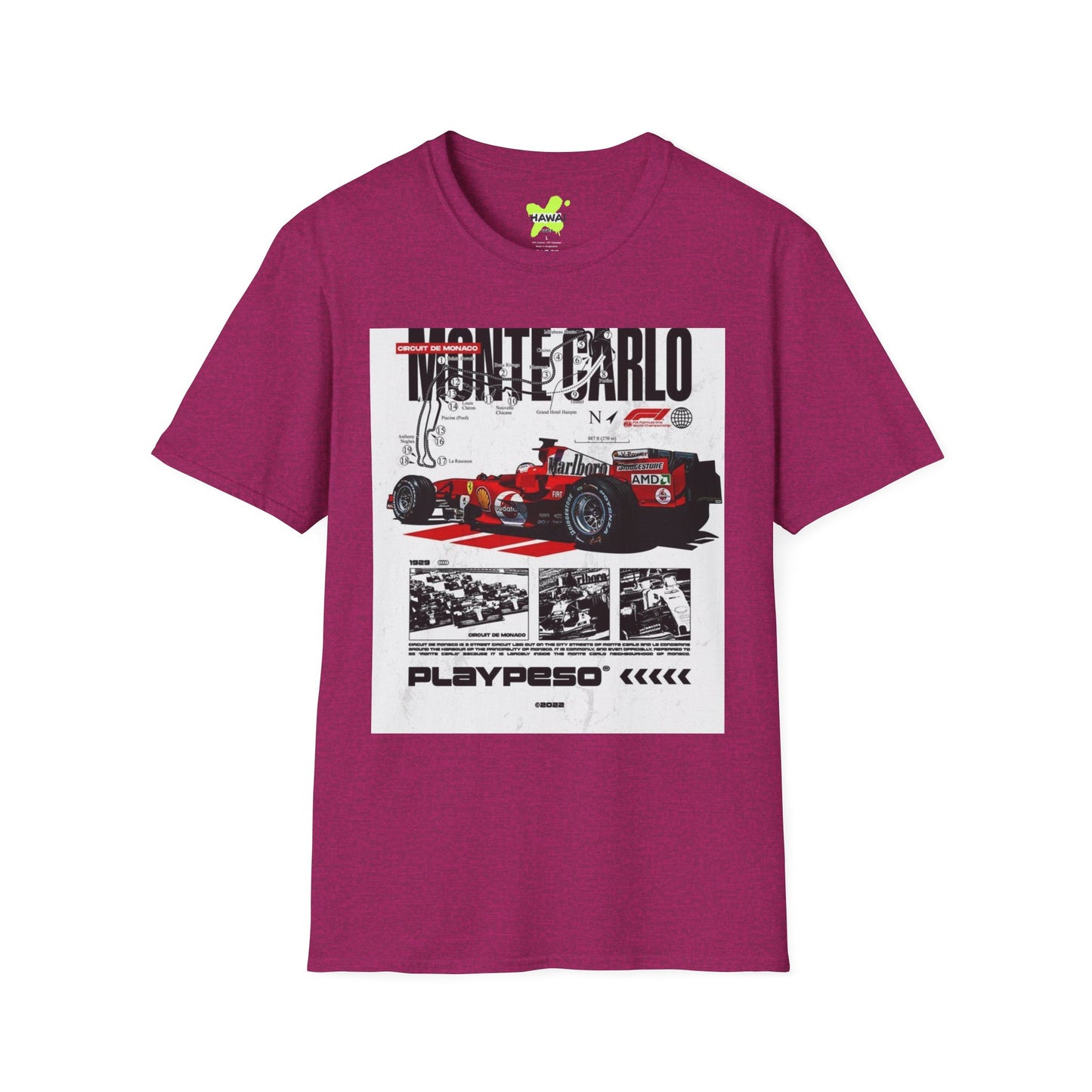Monte Carlo Racing Graphic T-Shirt - Unisex Softstyle Tee for Car Enthusiasts