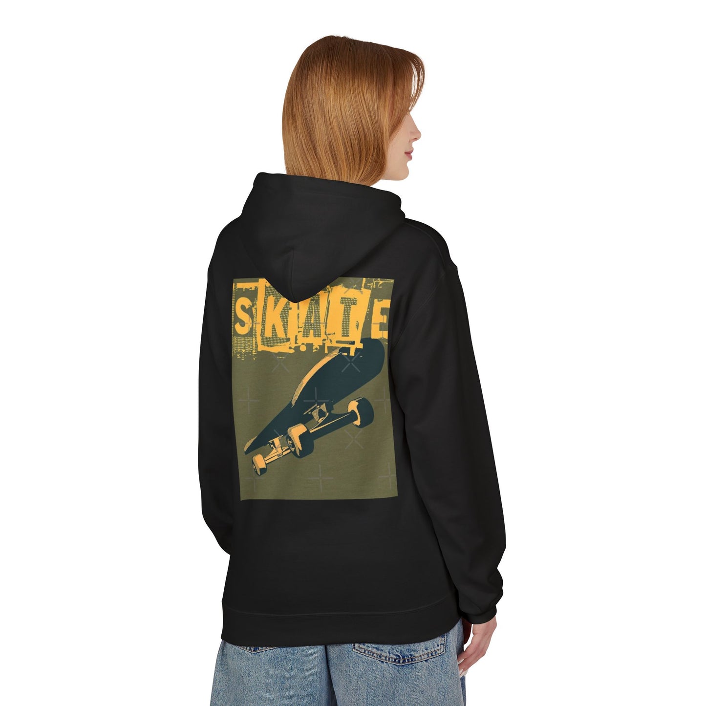 Skateboard Graphic Hoodie, Unisex Fleece Hoodie, Casual Streetwear, Gift for Skate Lovers, Cool Layer for Every Occasion