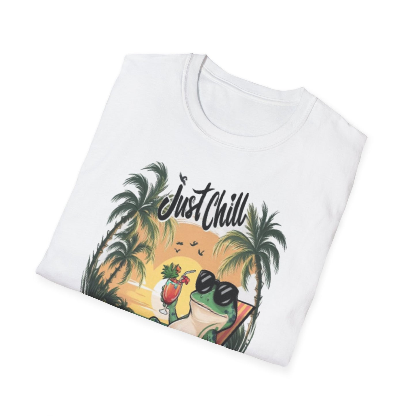 Just Chill Unisex Softstyle T-Shirt - Relaxing Frog Design for Casual Summer Vibes