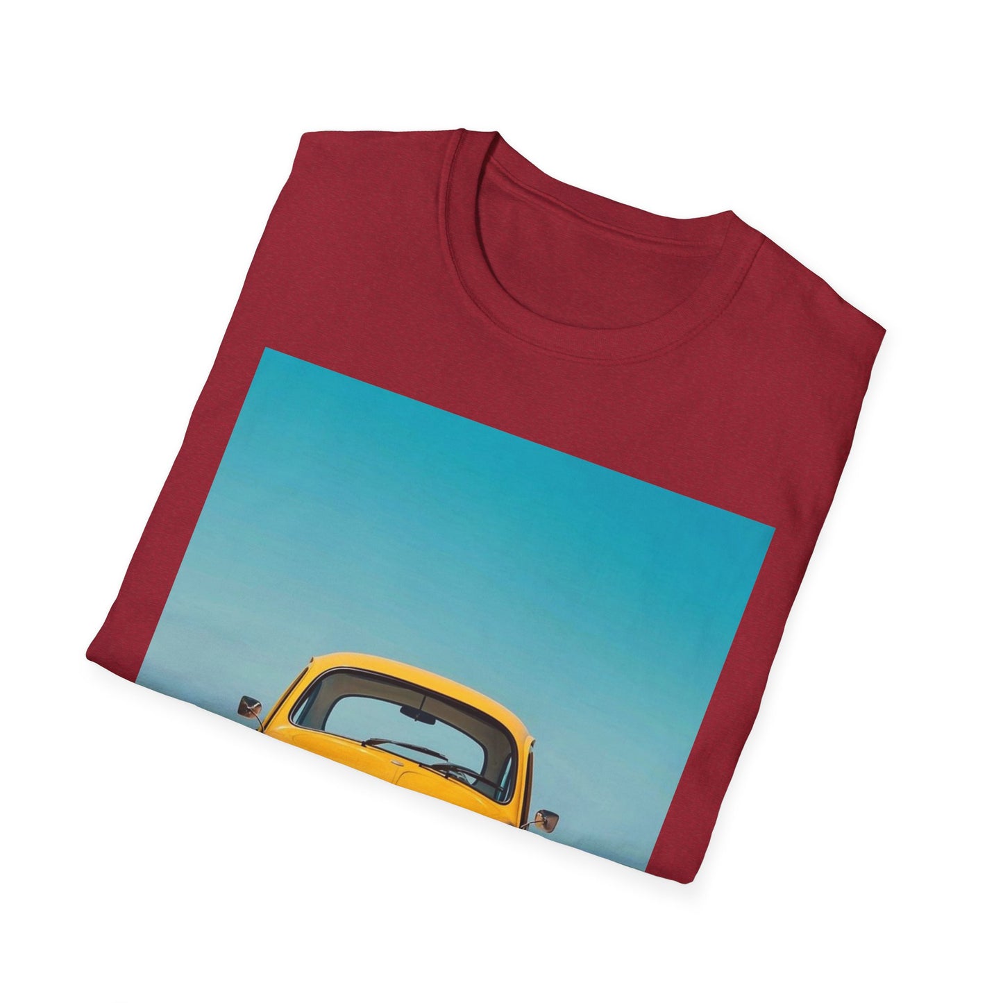 Vintage Yellow Car Unisex Softstyle T-Shirt | Retro Auto Tee for Car Enthusiasts