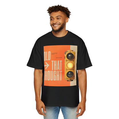 Oversized Tee — Retro Traffic Light 'Hold That Thought' Graphic