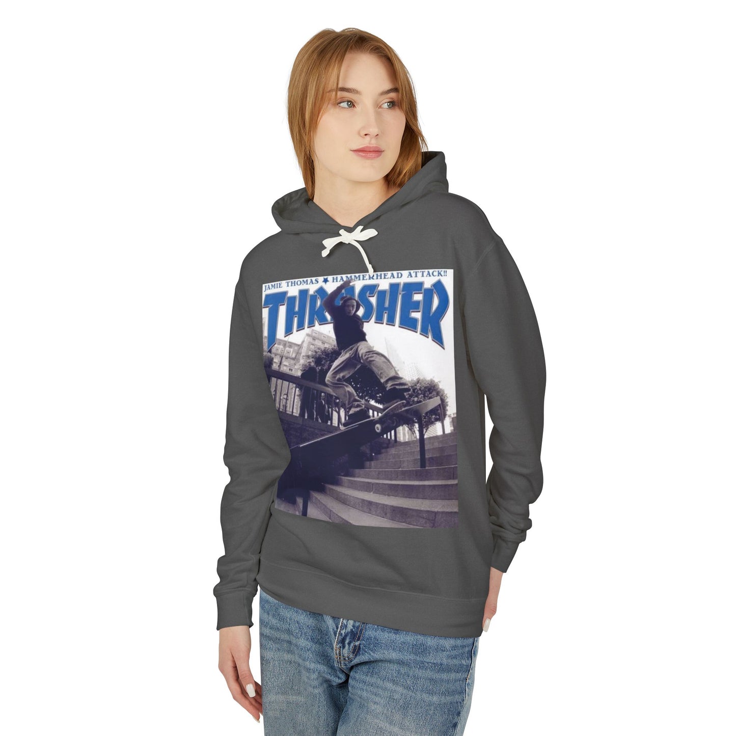 Skateboarder Graphic Hoodie, Unisex Sweatshirt, Thrasher Inspired Apparel, Casual Wear, Gift for Skaters
