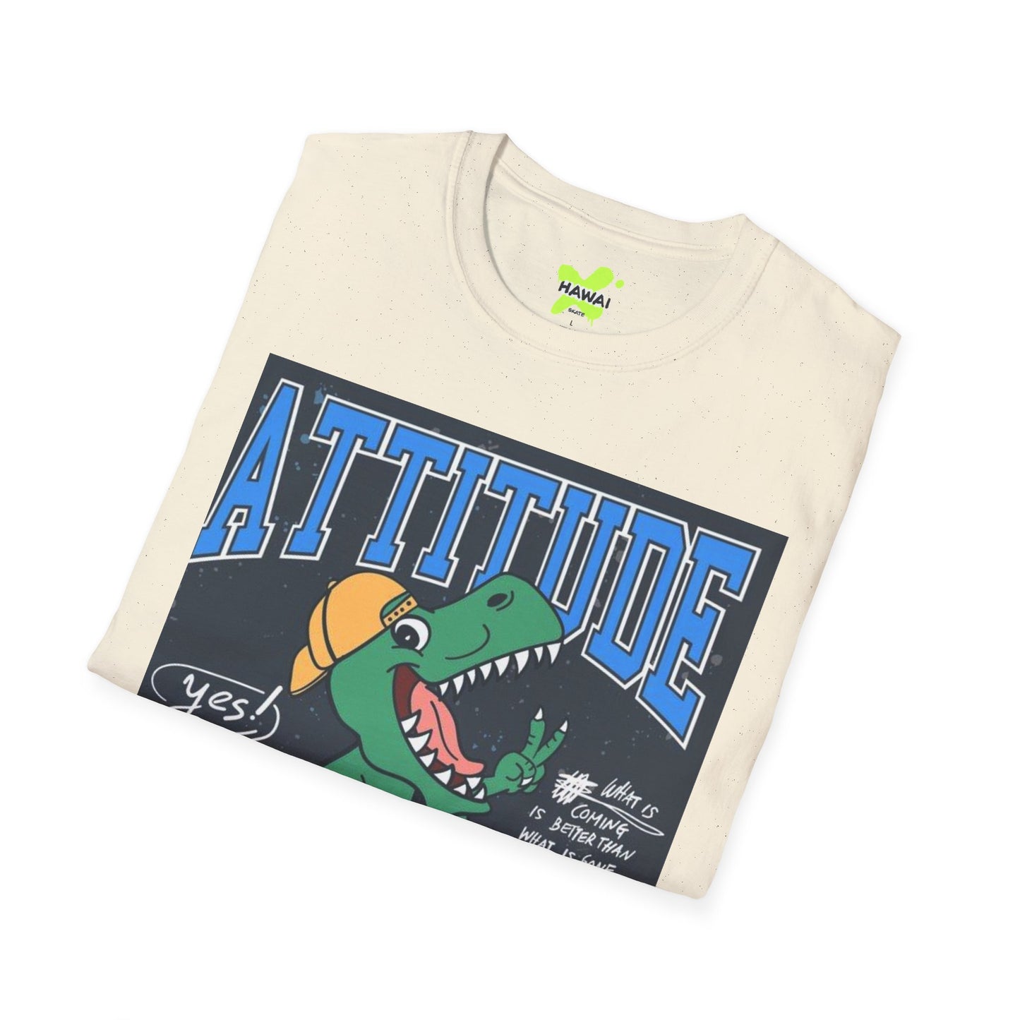 Dino Attitude T-Shirt, Fun Graphic Tee, Casual Wear, Gift for Kids, Skateboarder Shirt, Cool Dinosaur Apparel