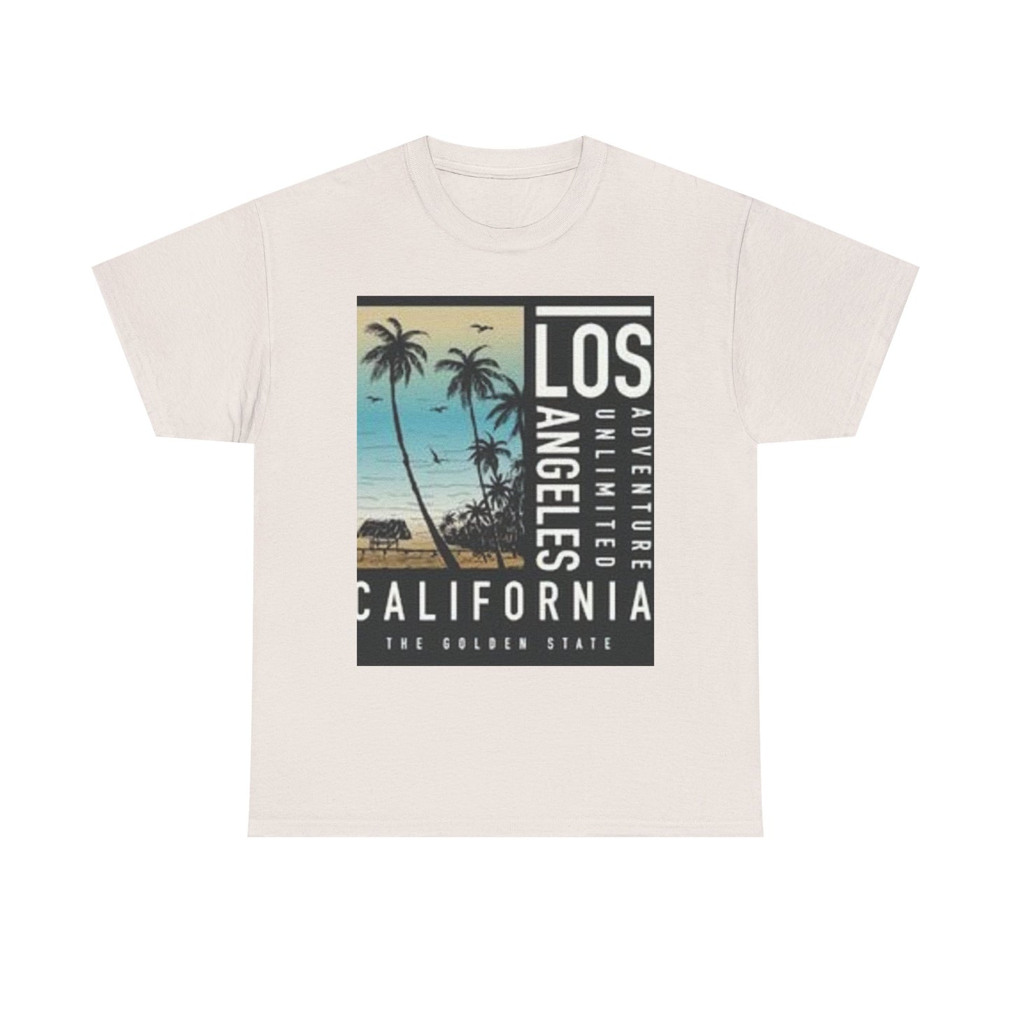 California Adventure Unisex Heavy Cotton Tee, Summer Style Shirt, Beach Vacation Top, Los Angeles Gift, Travel Apparel