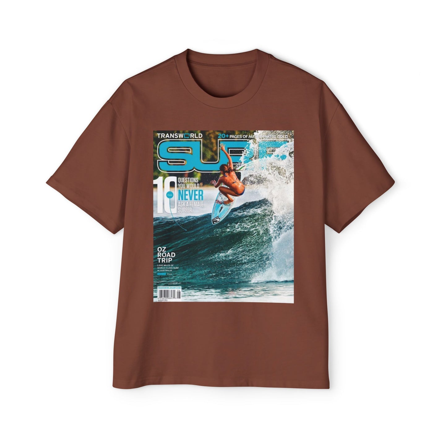 Surf Magazine Graphic Tee — Vintage Surfer Print Oversized T-Shirt