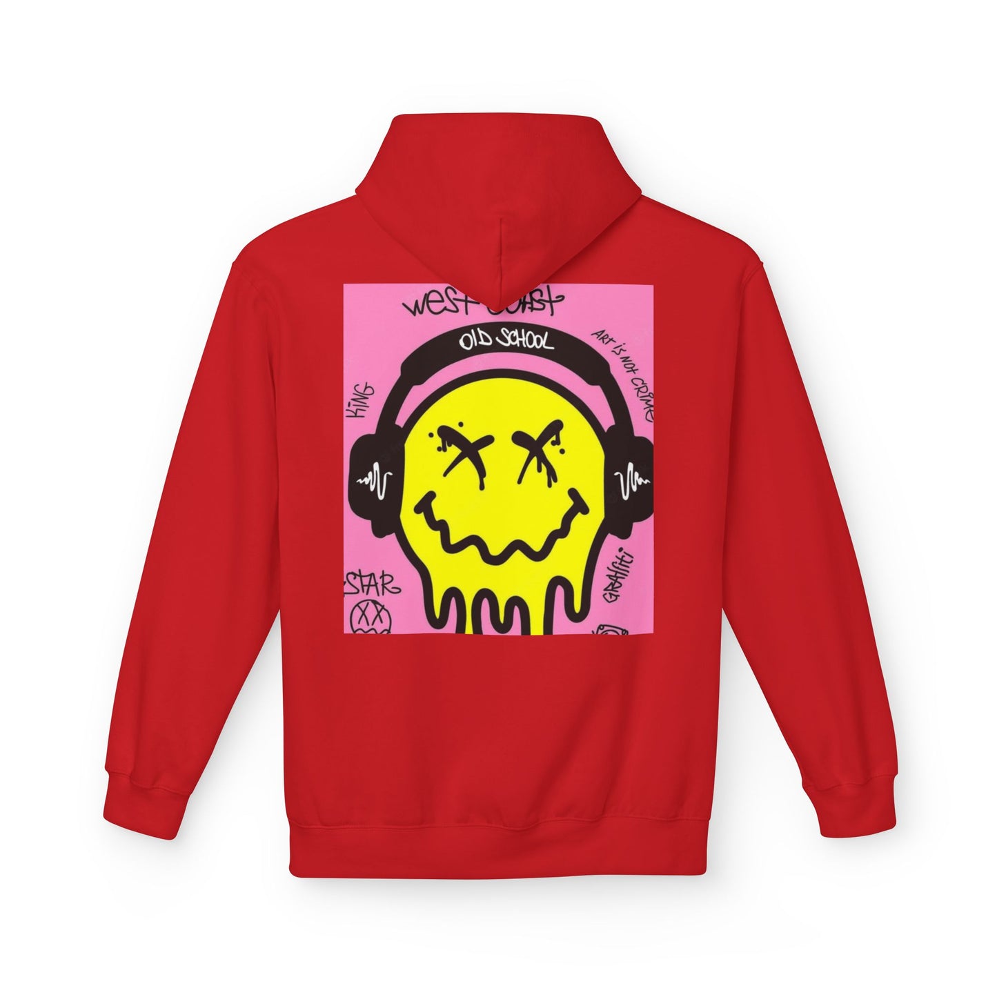Retro Graffiti Hoodie – Unisex Midweight Fleece with Vibrant Yellow Design