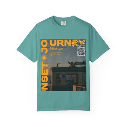 Sunset Train Graphic T-Shirt — Japanese Retro Transit Poster Tee