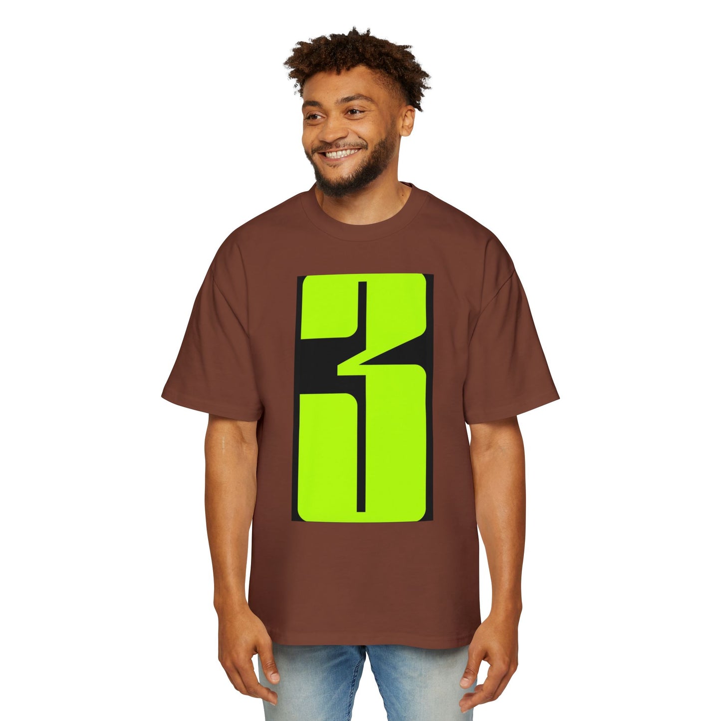 Oversized Tee — Neon Abstract '3' Graphic