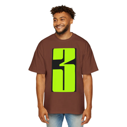 Oversized Tee — Neon Abstract '3' Graphic