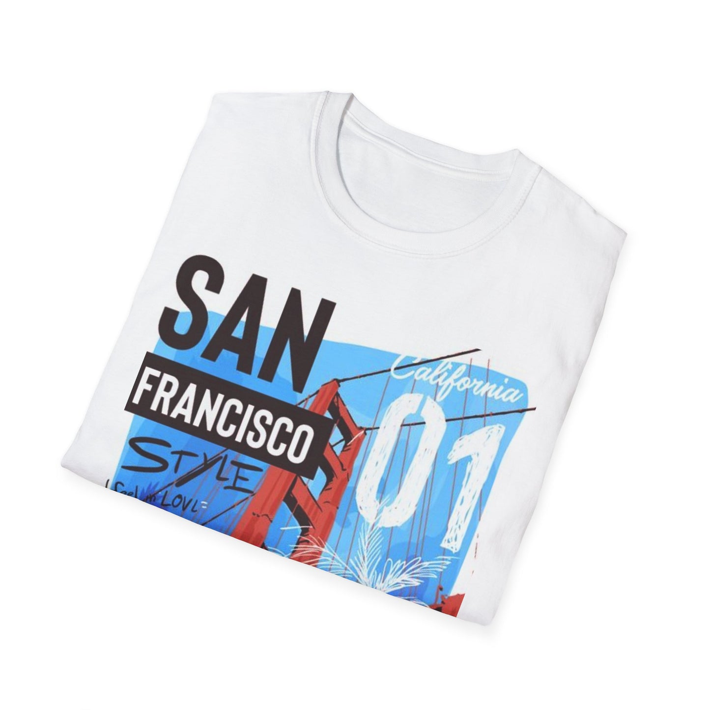 San Francisco Graphic Unisex Softstyle T-Shirt - California Vibe, Perfect for Beach Lovers