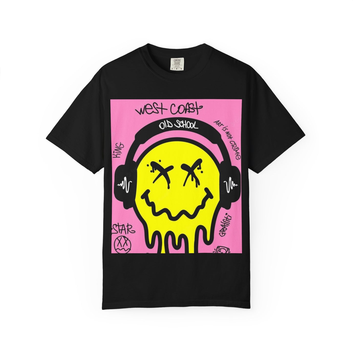 Retro Street Art T-Shirt - West Coast Vibe with Smiley Design