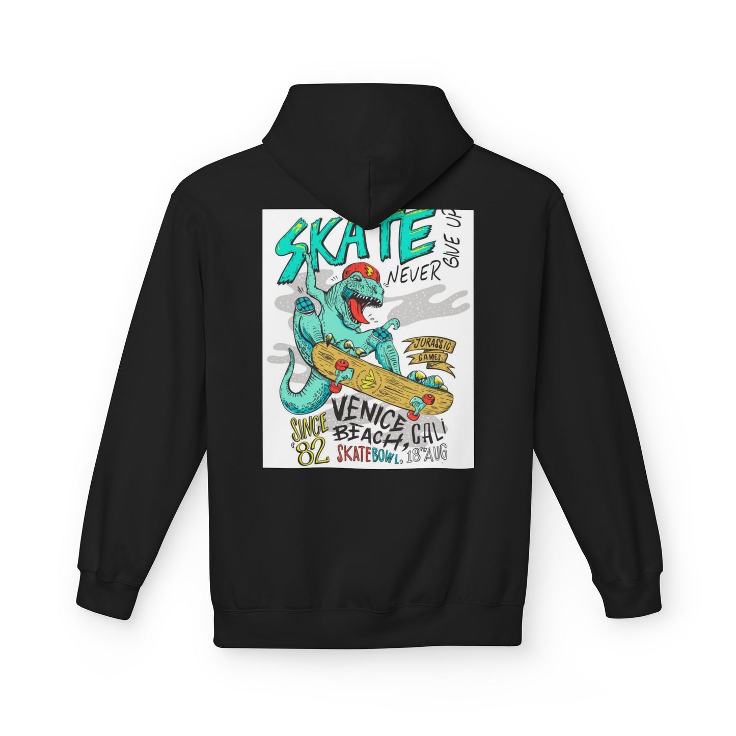 Skate Never Give Up Hoodie - Unisex Midweight Fleece with Retro Skater Design