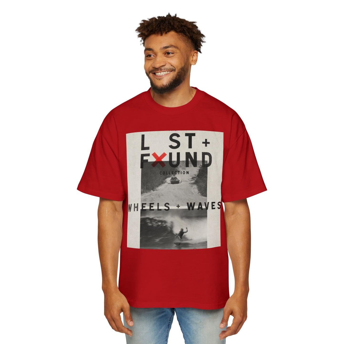 Lost & Found 'Wheels + Waves' Graphic Tee — Oversized Men's Surf Skate Shirt