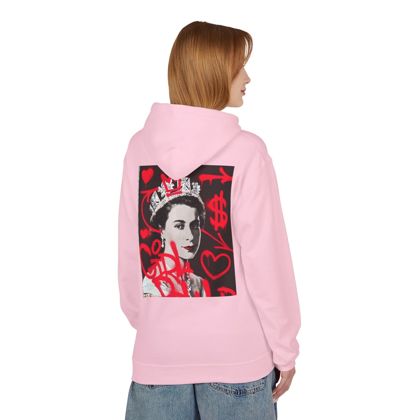 Queen Inspired Graphic Fleece Hoodie - Unisex Midweight, Cozy Apparel for Art Lovers