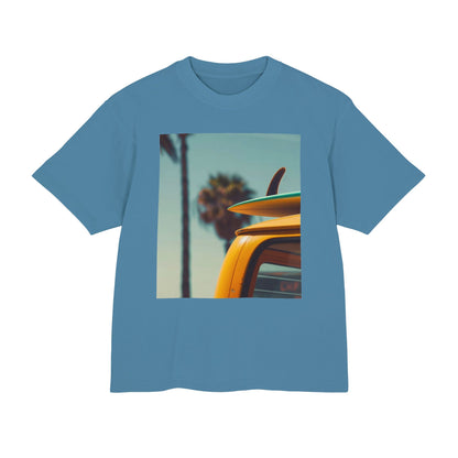 Surf Van Beach Photo Tee — Vintage Palm & Surfboard Graphic T-Shirt