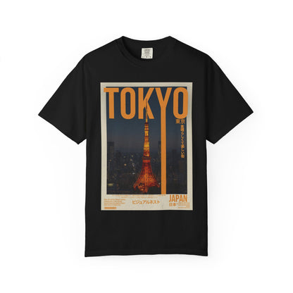 Tokyo Nightscape Graphic T-Shirt — Vintage Japan Tower Travel Poster Tee