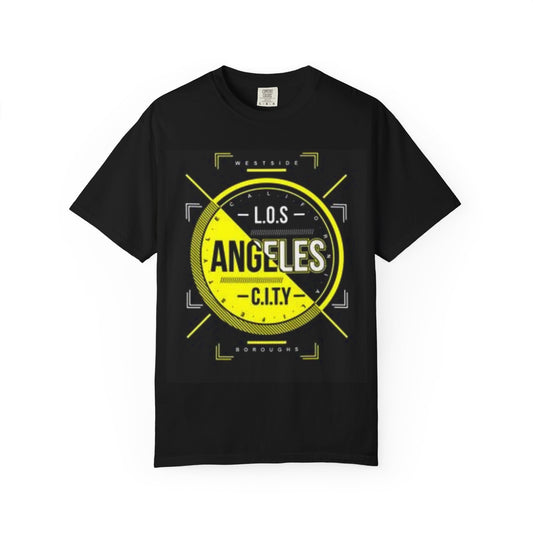 Unisex Garment-Dyed T-Shirt with Automotive Wheel Design