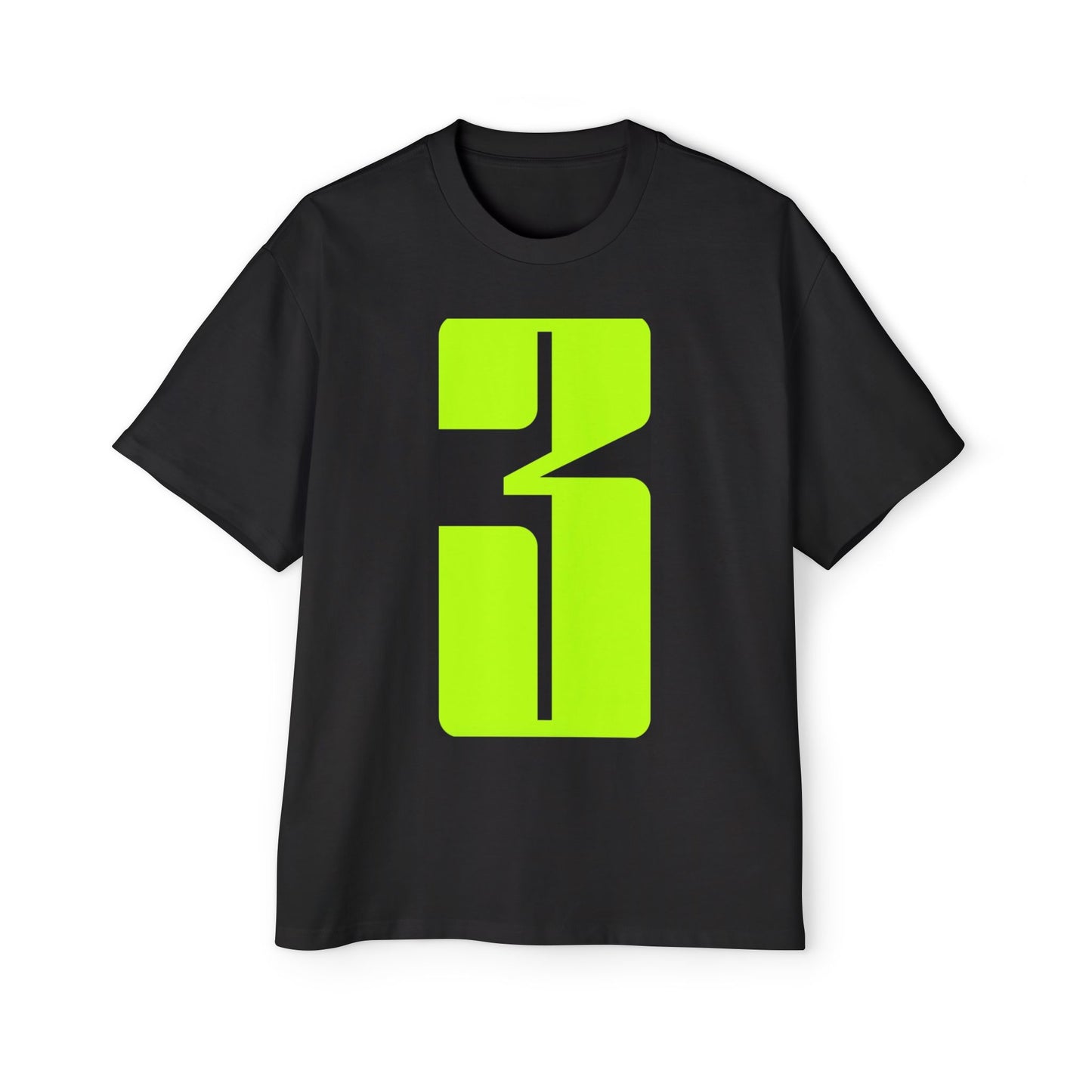 Oversized Tee — Neon Abstract '3' Graphic