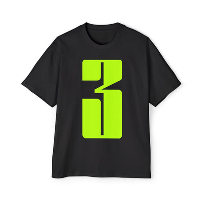 Oversized Tee — Neon Abstract '3' Graphic