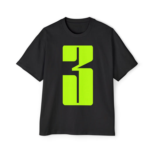 Oversized Tee — Neon Abstract '3' Graphic