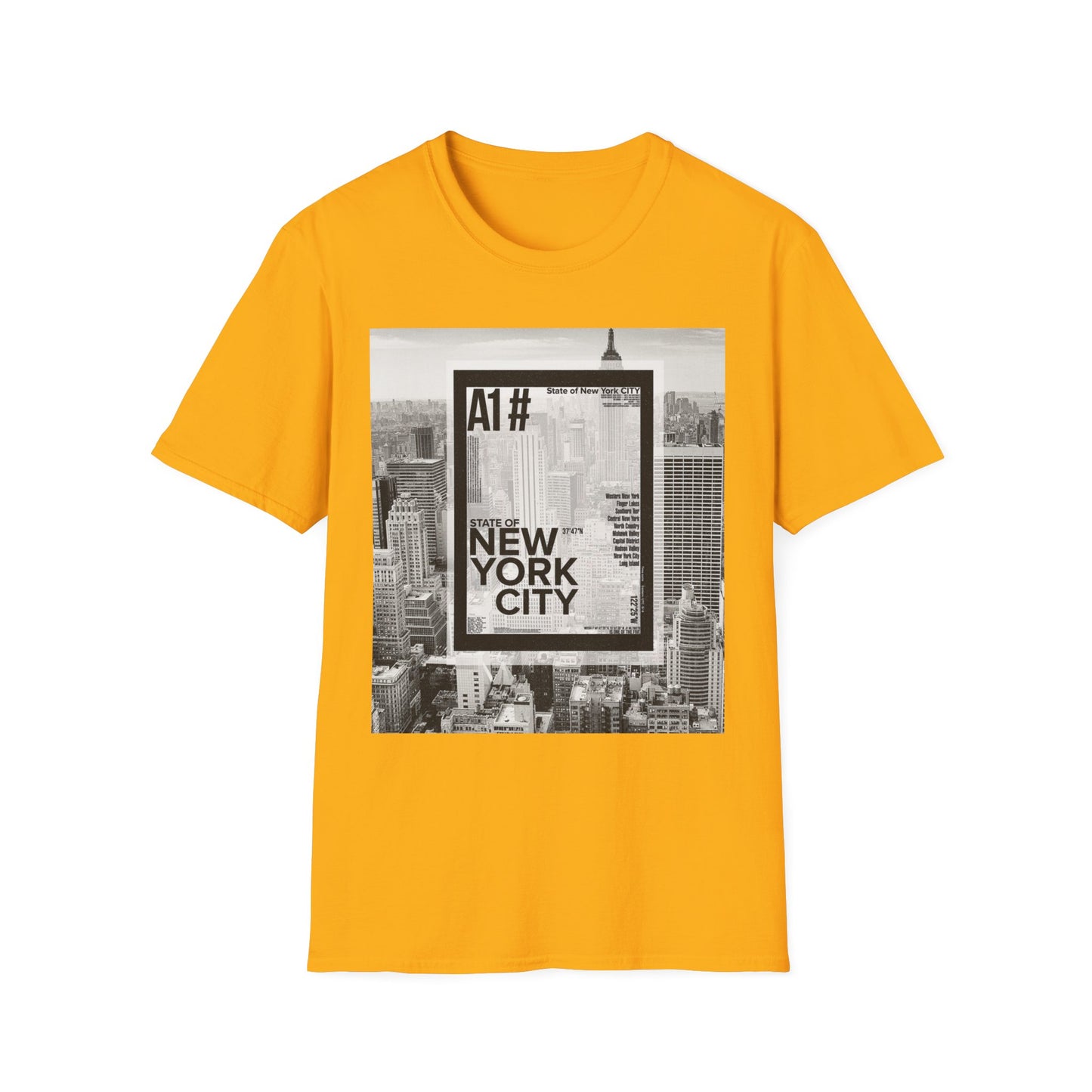 NYC Graphic Unisex Softstyle T-Shirt | Casual Wear, Street Style, Unique Gift, Travel Souvenir, City Life