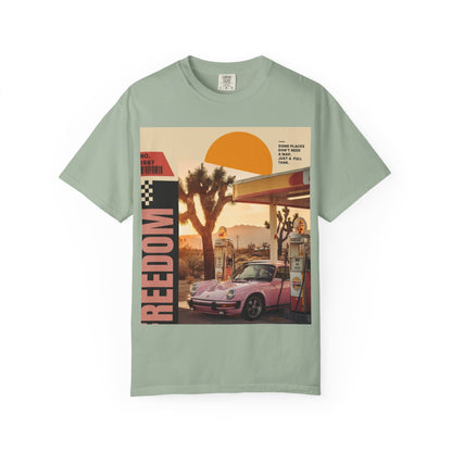 Freedom Road T-Shirt — Retro Desert Sunset Vintage Car Graphic