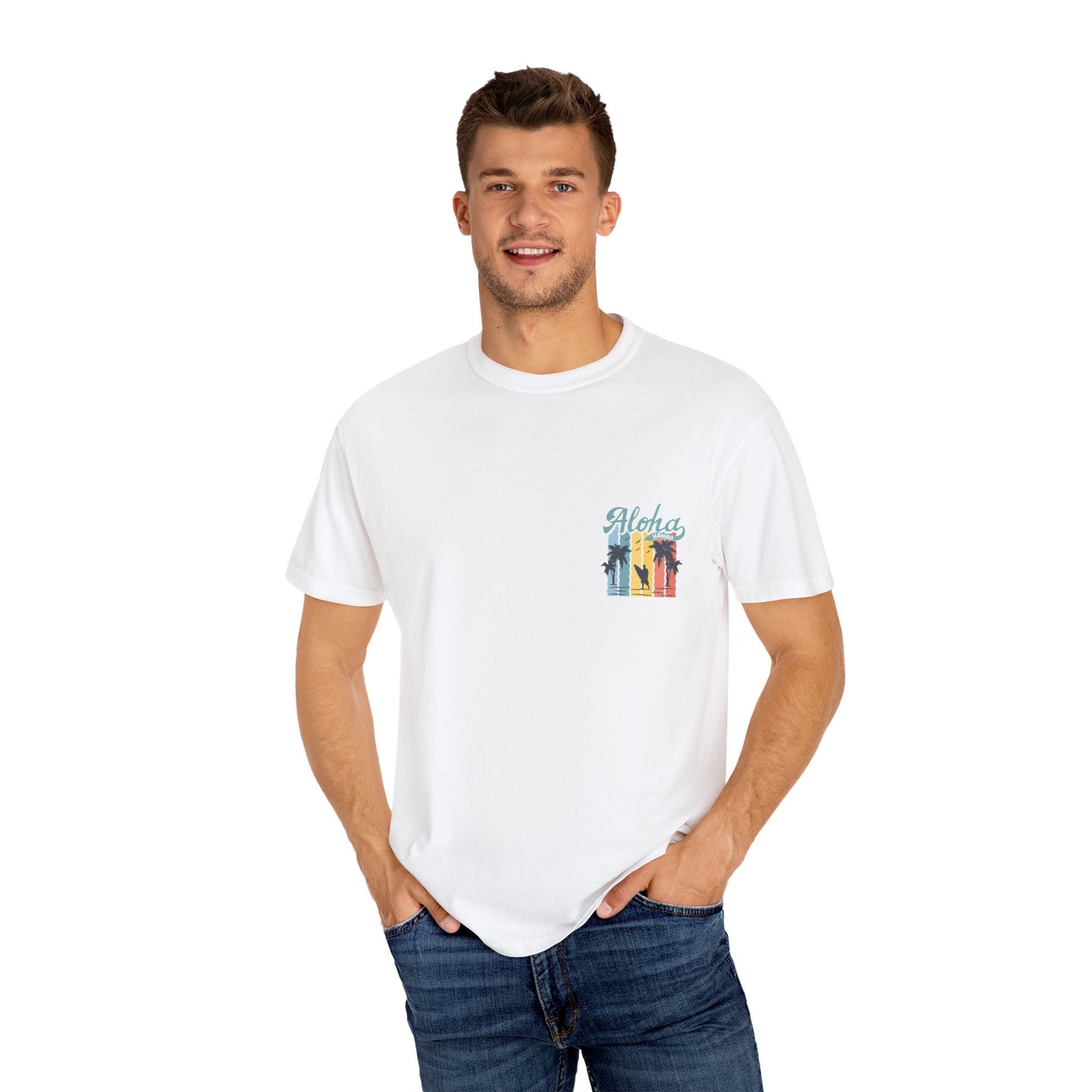 Aloha Hawaii Unisex Garment-Dyed T-shirt - Beach Vibes, Summer Style, Perfect for Surfing Enthusiasts