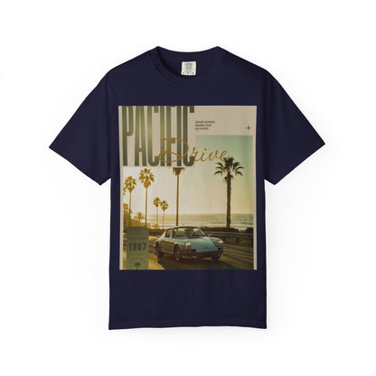 Pacific Drive Vintage Beach T-Shirt – Sunset Palm Coastal Graphic Tee