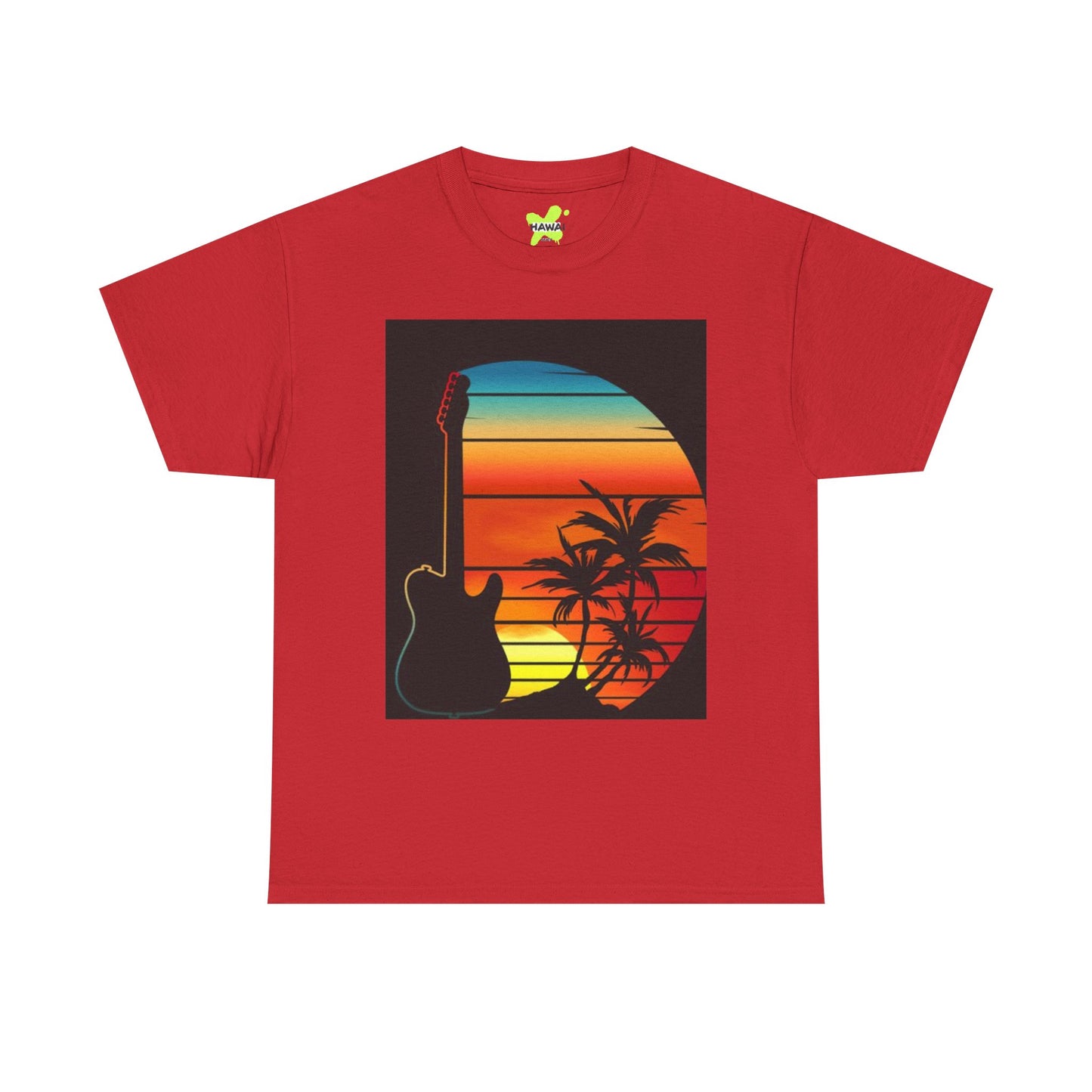 Sunset Guitar Vibe Unisex Heavy Cotton Tee