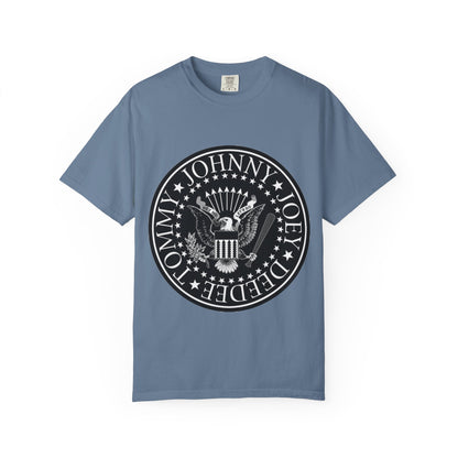 Vintage-Inspired Unisex Garment-Dyed T-Shirt with Rock Band Logo