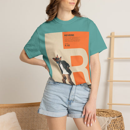 Reverie Skateboard Graphic T‑Shirt — Vintage R Letter Streetwear Tee