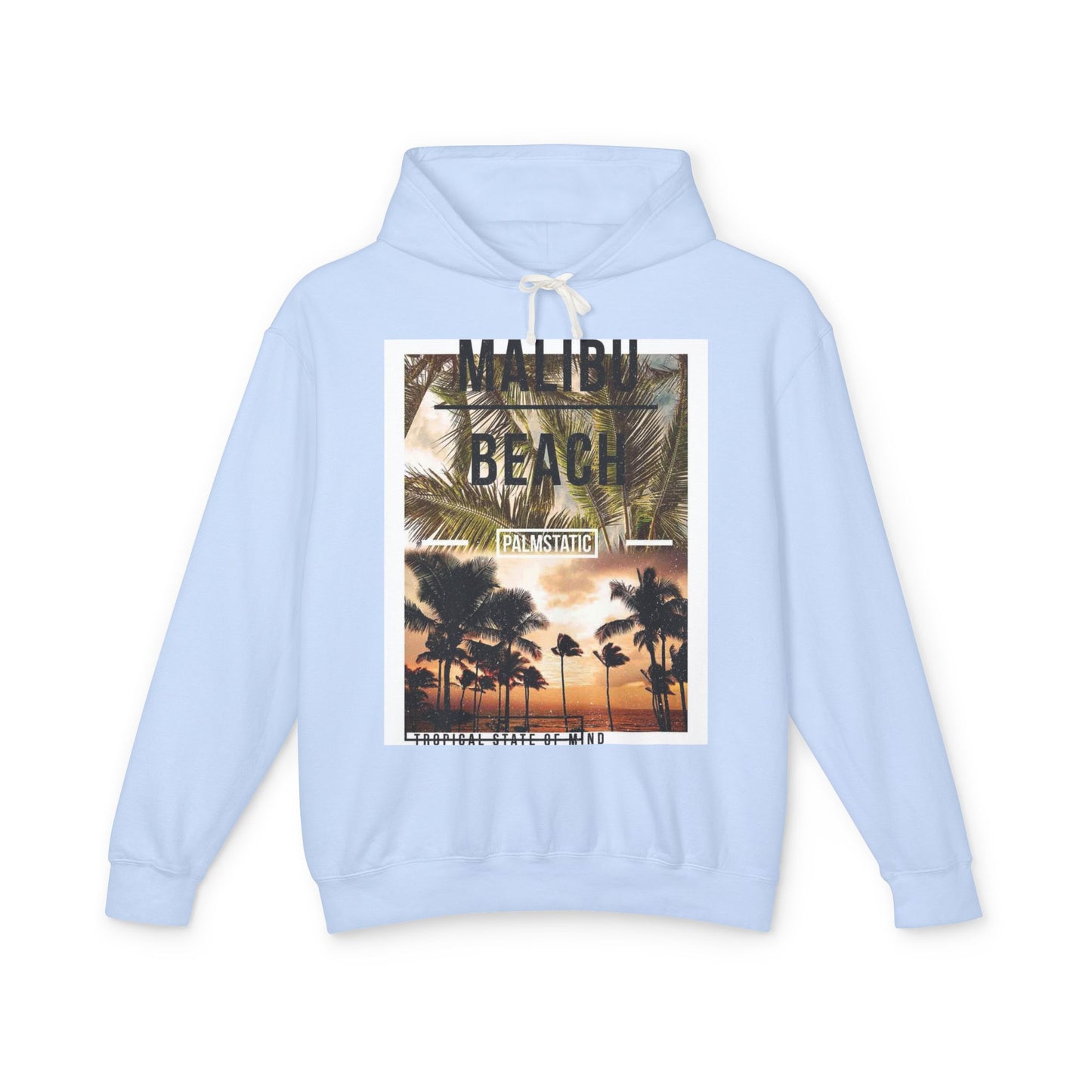 Malibu Beach Graphic Hoodie – Unisex Lightweight Sweatshirt for Tropical Vibes