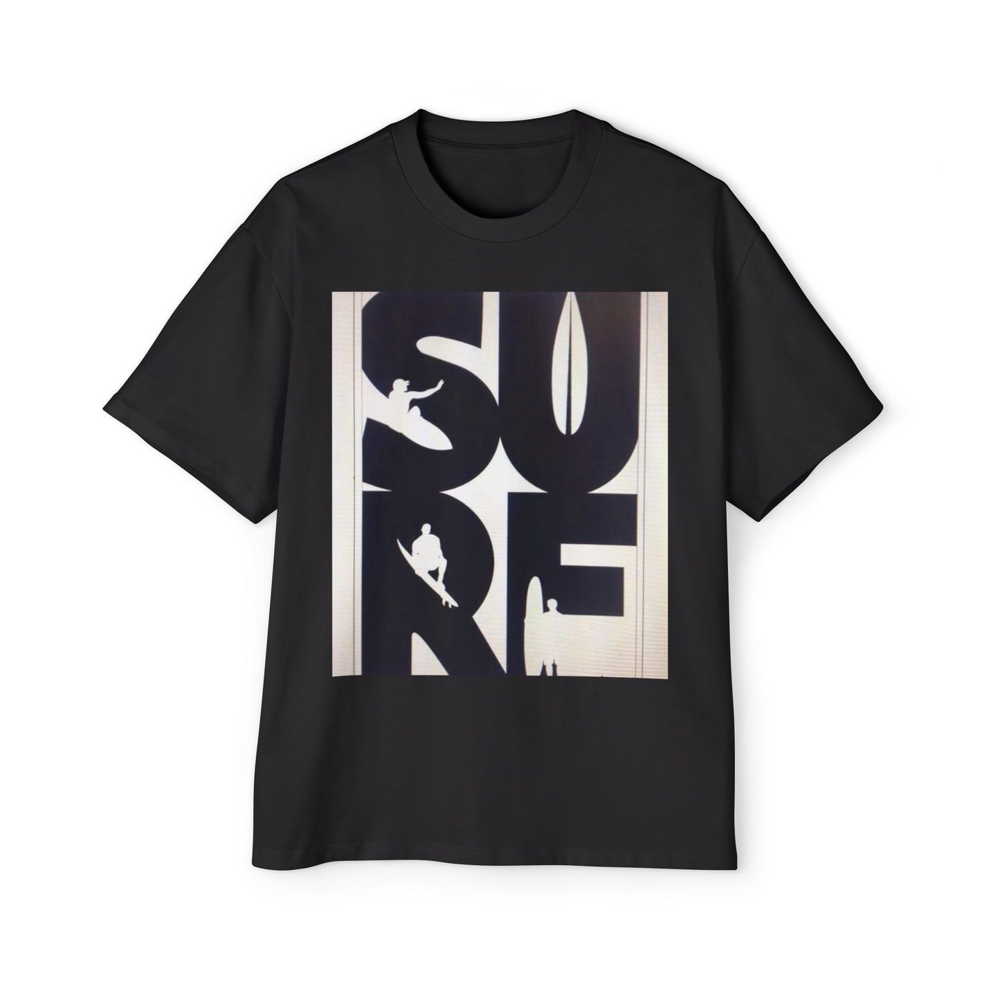 Surf Graphic Tee — Oversized Men's Surfboard Silhouette Shirt