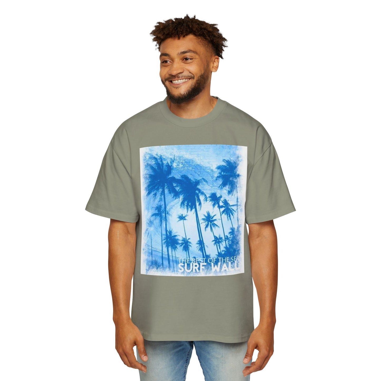 Surf Palm Tee — Blue Tropical Graphic T-Shirt