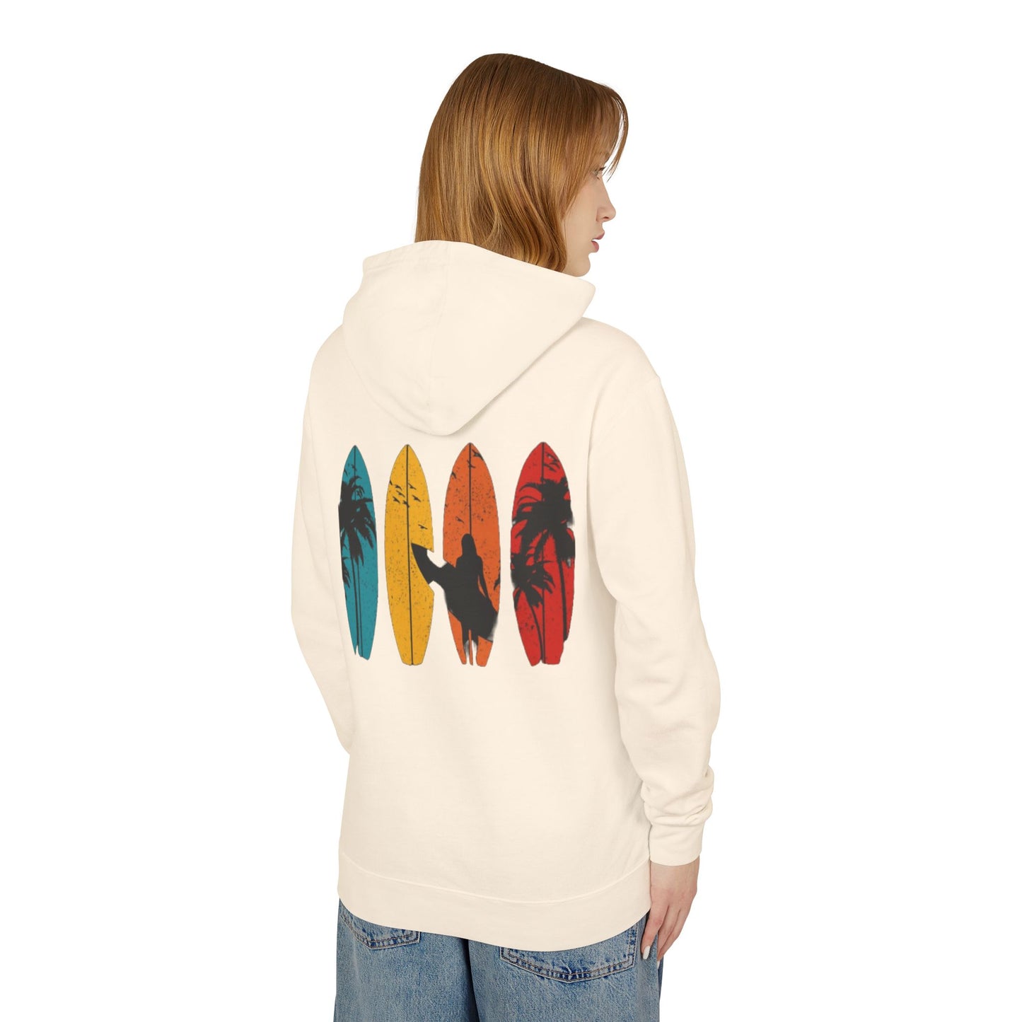 Surf Vibes Unisex Lightweight Hooded Sweatshirt – Perfect for Beach Lovers