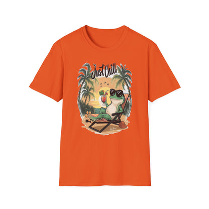 Just Chill Unisex Softstyle T-Shirt - Relaxing Frog Design for Casual Summer Vibes