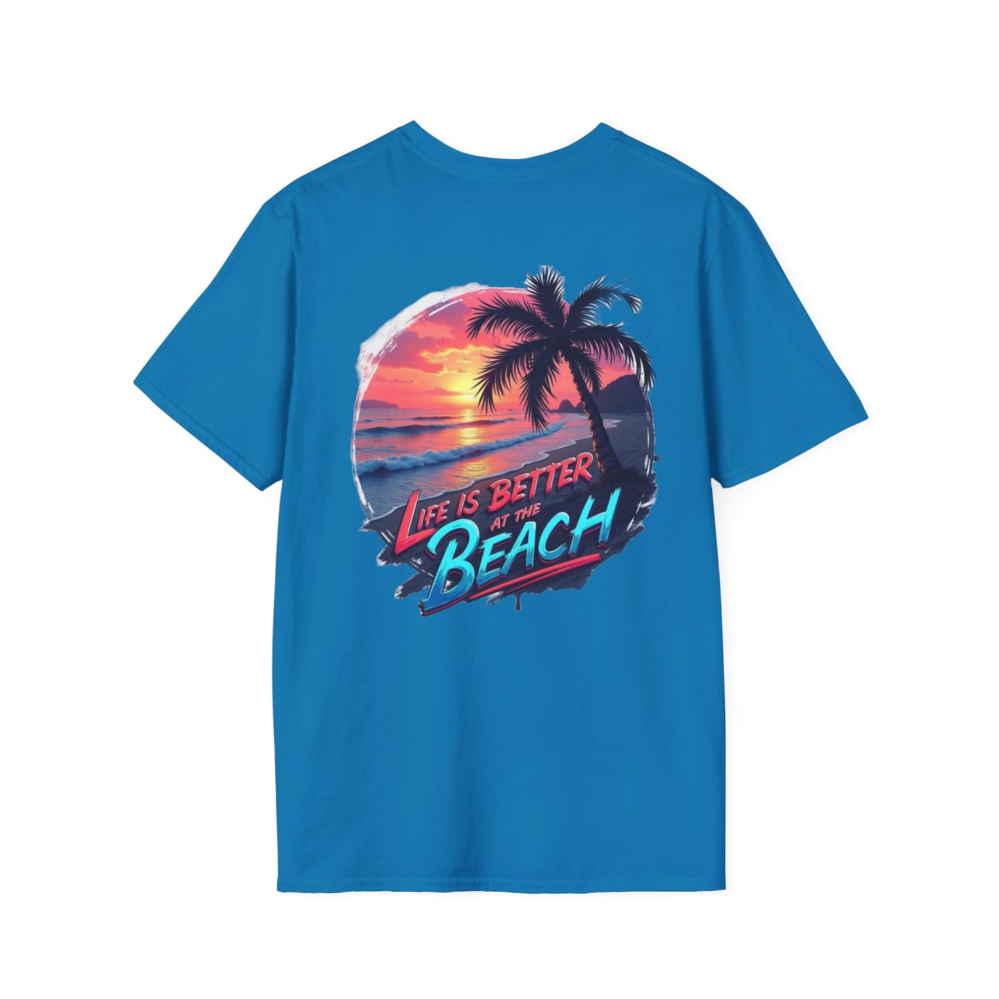 Unisex Softstyle Beach T-Shirt - "Life is Better at the Beach" Graphic Tee