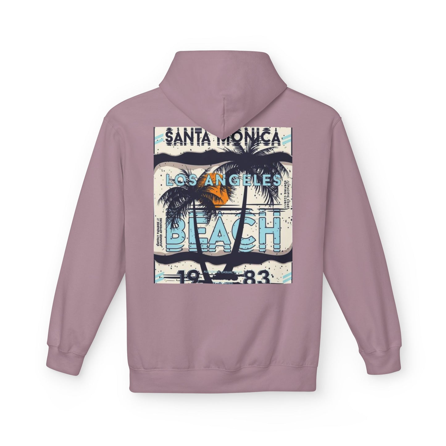 Santa Monica Beach Vintage Fleece Hoodie - Unisex, Cozy Casual Wear, Perfect for Beach Lovers, Summer Vibes, Travel Souvenir, Birthday Gift