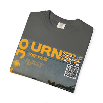 Sunset Train Graphic T-Shirt — Japanese Retro Transit Poster Tee